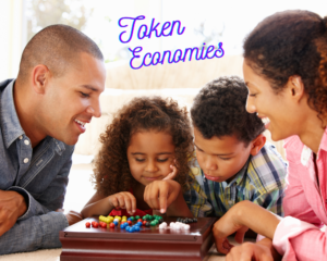 A family playing a game as a token economy reward