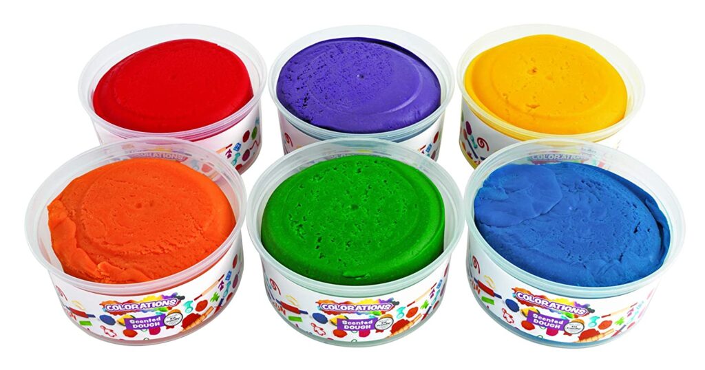 Scented play dough can help kids with sensory issues to get used to different textures.