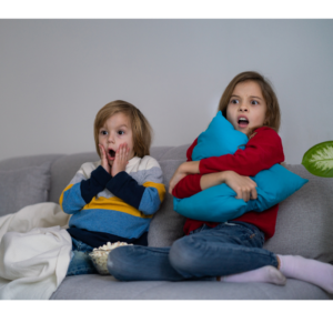Kids repeatedly watching scary movies on TV can develop irrational fears and anxiety.
