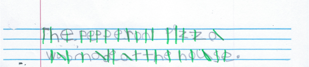 Evaluate handwriting slant by drawing vertical lines along the spine or core of a letter.