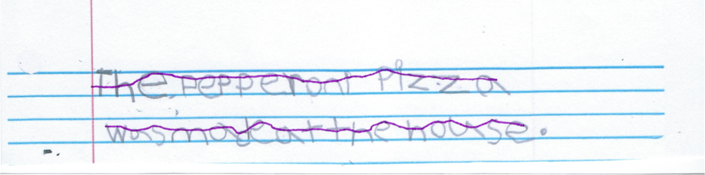 Evaluate handwriting vertical size by drawing a line across the top of lowercase letters.