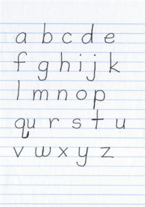 Manuscript lowercase letters.