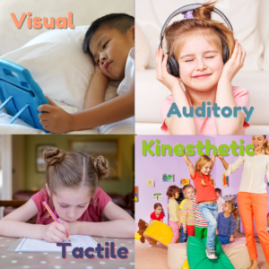 Kids take in information through visual, auditory, tactile, and kinesthetic input modalities.