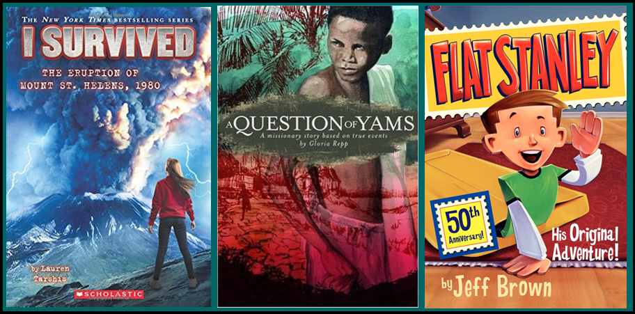 I Survived series, A Question of Yams, and Flat Stanley are great reads for older students reading at grade 2 level.