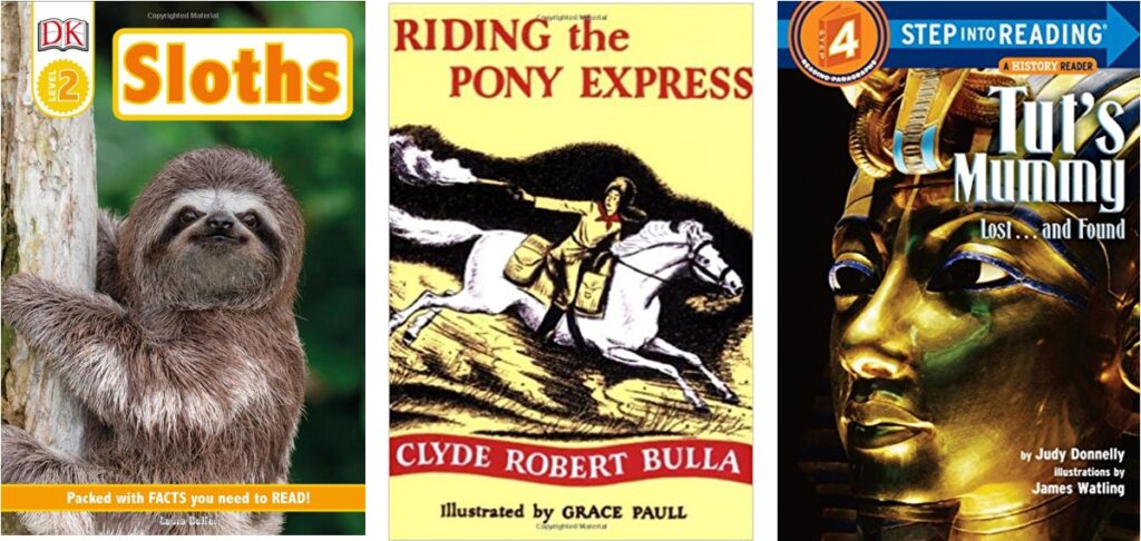 Three nonfiction books for older kids reading at grade 3 level.