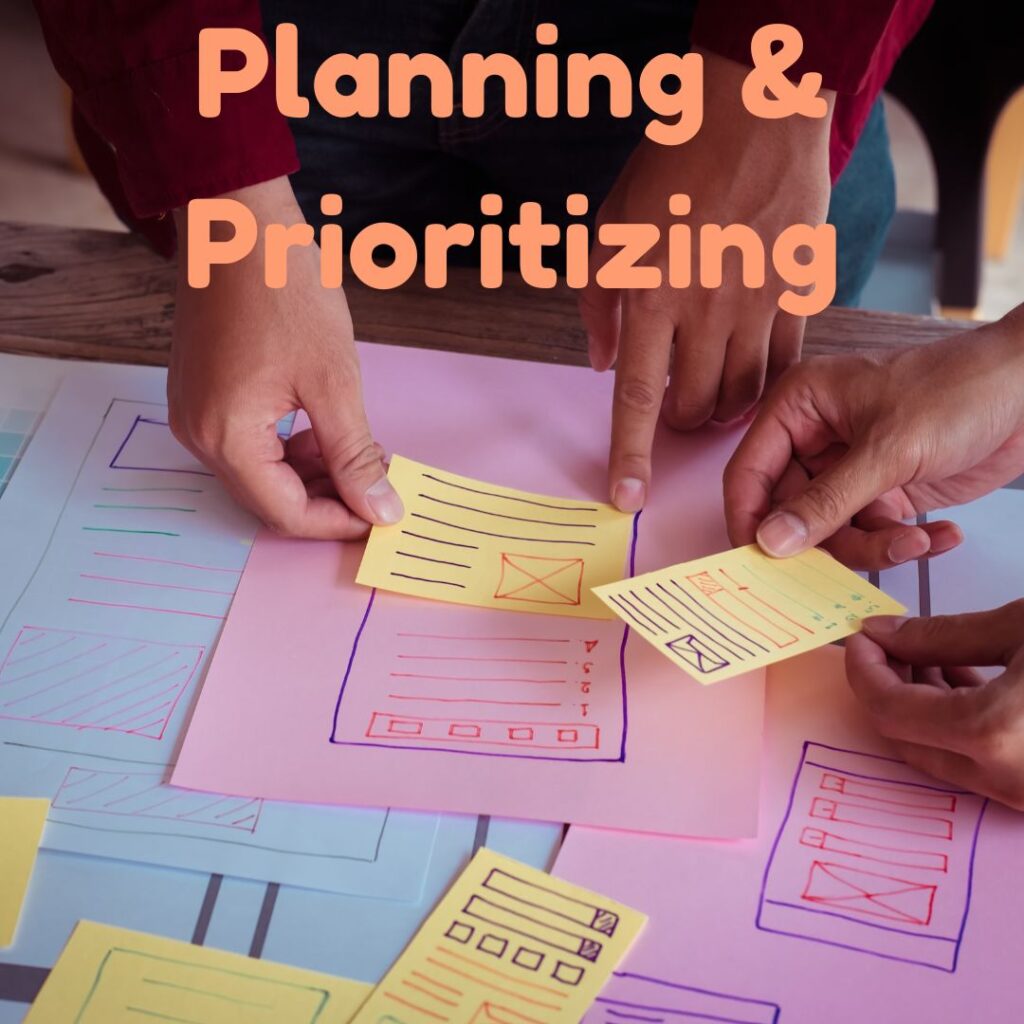 Planning and prioritizing involve predictions and evaluation, so they are higher level thinking skills.