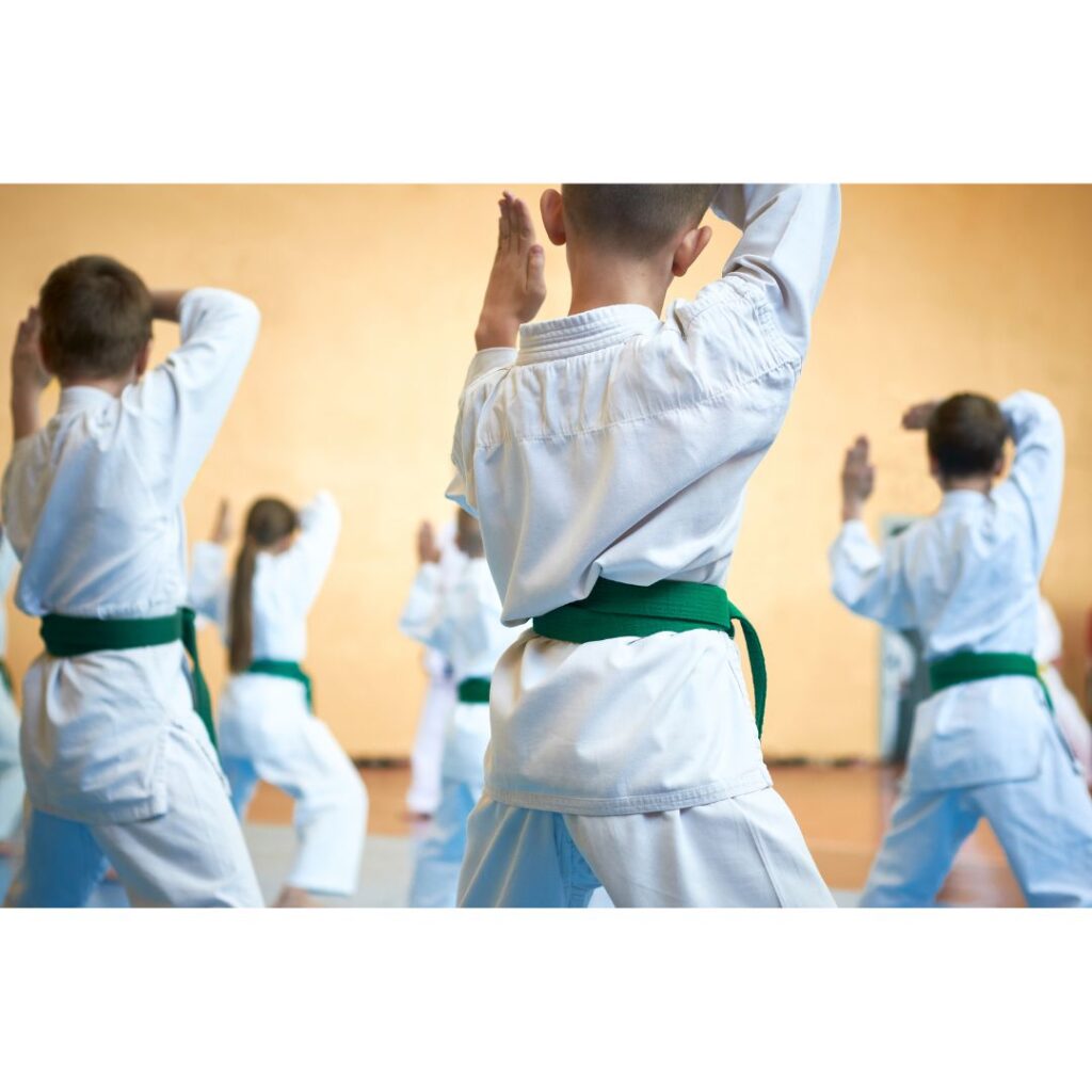 Kids taking a karate class for homeschool in January.